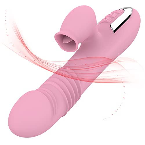 G Spot Bullet Vibrator Rabbit Rechargeable Dildo for Women Pleasure Silicone Sex Toys Couples Independent Vaginal Flexible Heating Adult Clit Hands-Free Anal Waterproof Licking