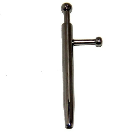 Hell's Couture, Surgical Steel Male Sex Toy, Hollow Urethral Sound for use with Prince Albert Piercings, with Removable Ball, 6mm-8mm Thickness