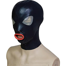 Load image into Gallery viewer, GITDOT Sexy Latex Head Cover Black leather Latex HeadMask Latex Hood for Party Club Wear Role Play ,Zipper Open, Medium
