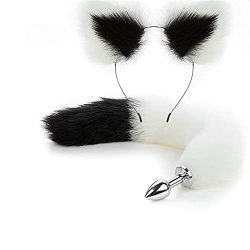 Sexy Fox Metal Butt Plug Tail with Hairpin Kit Tail for Couple Cosplay (Color : Gold)