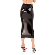 Load image into Gallery viewer, Black Sexy Long Latex Skirts Calf Length Short Zipper at Back Rubber Bottoms,Transparent,XX-Large
