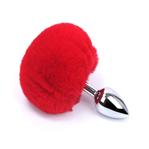 LSCZSLYH Fox Tail Anal Plug Butt Plug Metal Adult Anal Sex for Woman Couples Men Adults Games Sex (Color : Red Rabbit Tail)