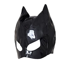 Load image into Gallery viewer, Female Adult Toy Black Patent Leather Cat Face Open Blindfold Hood Play Party JL-042
