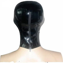 Load image into Gallery viewer, GITDOT Sexy Latex Head Cover Black leather Latex HeadMask Latex Hood for Party Club Wear Role Play ,Zipper Open, Medium
