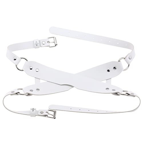 Eye Mask Blindfold Mask Crossing Eye Band Lightproof PU Leather Leather Leather Sexy Men Women Cosplay Punk SM Handcuffs Restraints Training Adjustable Individuality Costume Accessories (White)