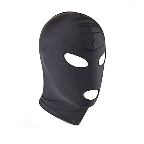 Stretch Cloth Full Head Hood Restraint Soft Head Couples SM Bondage Sexy Headgear Erotic Adult Products Sex Toys (Eye Mouth Opening Black)