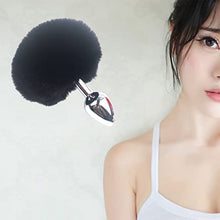 Load image into Gallery viewer, Tail Fur Furry Rabbit Tail Plug Stainless Steel Tail Plug Adult for Women Men Cospaly Game
