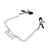 Nipple Clamps with Chain - Adjustable Non Piercing Nipple Clamps with Letter Chain, Nipple Clamps for Sex Pleasure, Nipple Clamps for Sex, Nipple Clamps (Slut)