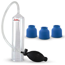 Load image into Gallery viewer, LeLuv Easyop 2.25 Inch by 9 Inch Cylinder Penis Pump Black Bgrip Ball Handle Clear Graduated Cylinder/Clear Collapse-Resistant Hose + 3 Silicone Large Sleeves
