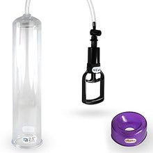 Load image into Gallery viewer, LeLuv Vacuum Pump Easyop Clear 2.5 Inch x 12 Inch Cylinder Tgrip Handle Clear Kink-Resistant Hose Bundle with 1&quot; I.D. Purple TPR Seal
