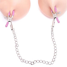 Load image into Gallery viewer, EROOLU Nipple Clamps, Nipple Clip Clamps with Chain, Adjustable Weight Metal Nipple Clamps, Non-Piercing Metal Stimulator Nipple Clips (Purple)
