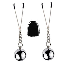 Load image into Gallery viewer, MONEYN 1 Pair Stainless Steel Nipple Clamps, Adjustable Nipple Clamps with Weight Ball, Non-Piercing Nipple Rings, Breast Clips Nipple Jewelry for Women Men Pleasure Sex (G)
