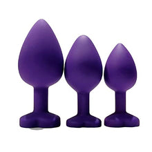 Load image into Gallery viewer, Sex Toys Anal Plug Trainer Kit,3PCS Silicone Jeweled Butt Plugs, Anal Butt Plug Sex Toys Kit for Starter Beginner Men Women Couples (Purple)
