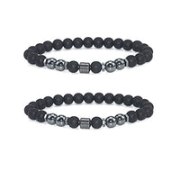 INENIMARTJ 2Pcs Anti-Swelling Black Obsidian Anklet Adjustable Hematite Ankle Bracelet for Women Men,Anti-Anxiety Yoga Beads Bracelet.(F)