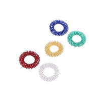 STACEYO 5 Pieces Acupressure Ring Spiky Sensory Finger Rings Massage Rings Set (Red, Blue, Green, Gold, Silver)
