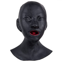 HDFU Latex Mask Rubber Latex Hood with Nose Holes for Play Suffocating Rubber Mask Only Open Nose Back Zipper,Eyes Open