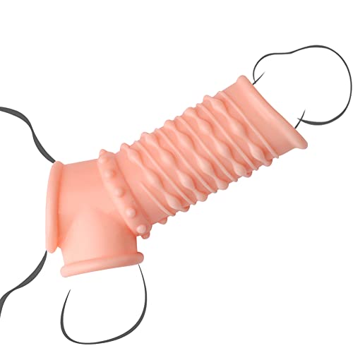 ERUN Silicone Penis Enlargement Sleeves Cock Ring Male Erection Enhancement Premium, Adult Particle Rotation Type Reusable Penis Ring, Delayed Ejaculation (Skin)