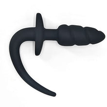 Load image into Gallery viewer, MEBAULT Anal Plug Puppy Tail Butt Plug with T-Shaped Base for Long-Term Wear Silicone Dog Tail Cosplay Sex Toy for Women Men Black
