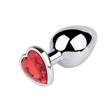 Load image into Gallery viewer, S/M/L Anal Plug Heart Stainless Steel Crystal Anal Plug Removable Butt Plug Stimulator Anal Sex Toys (Color : Rose Red, Size : S)
