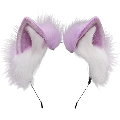 Lolita Animal Cat Ears Headband Hair Plush Ornaments Faux Fox Headwear Halloween Party Hair Hoops Anime Cosplay Fancy Props (4)