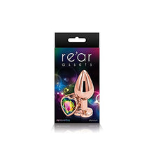 Load image into Gallery viewer, Rear Assets Anal Butt Plug - Rose Gold - Medium - Heart-Shaped (Rainbow Jewel)
