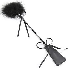 Load image into Gallery viewer, 15inch Black, Feather Tickling Crop Whip, Leather Racket, Artificial Leather Whip, Suitable for Adults and Lovers&#39; Toys
