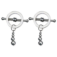 Loloda 2Pcs Non-Piercings Nipple Clamps Clips Breast Nipple Shields Rings with Internal Spike Couple Pleasure Erotic Sex Toy Type B Silver One Size