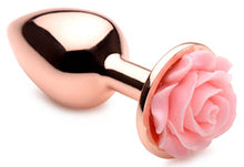 Load image into Gallery viewer, Booty Sparks Pink Rose Gold Small Anal Plug for Women | Easy Insertion Adult Rose Toy for Beginners | Easy to Clean Weighted Aluminum Alloy | Great for Temperature Play
