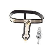 LESOYA Female Stainless Steel Adjustable Chastity Belt Device Lockable T-Type Bondage Restraint Briefs with Metal Plug