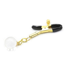 Load image into Gallery viewer, Nipple Clip with Glass Ball Metal Nipple Clamps Nipple Chain Pleasure Stimulator Breast Stimulation (Golden)
