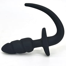 Load image into Gallery viewer, MEBAULT Anal Plug Puppy Tail Butt Plug with T-Shaped Base for Long-Term Wear Silicone Dog Tail Cosplay Sex Toy for Women Men Black
