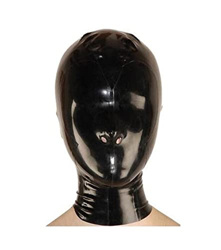 GITDOT Sexy Latex Head Cover Black Latex HeadMask All Inclusive Latex Hood , Zipper Open for Party Club Wear Role Play, Medium