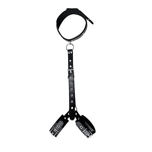 THAT NIGHT Sexy Exotic Costumes, Handcuffs Leather Flirting Restraint Straps Back Bondage Sex Toys for Bondage Leather Goods Black