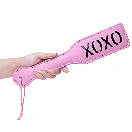 XOXO Spanking Paddle for Adults Sex Play, Venesun 12.8inch Total Length BDSM Faux Leather Paddle, Pink