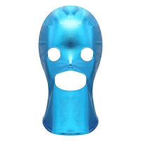 Hedmy Unisex Sexy Head Mask Shiny Hood Headgear Role Playing Game Erotic Open Mouth Hood Mask Sky Blue C One Size