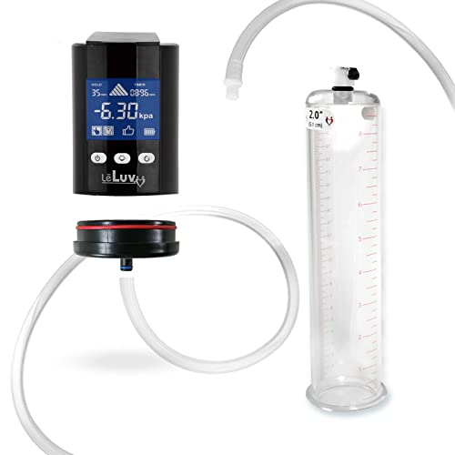 LeLuv Black iPump Smart LCD Head with Adapter Penis Pump 9 x 2.00 inch Cylinder