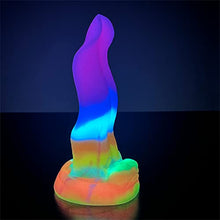 Load image into Gallery viewer, Luminous Vibrating Dildo Vibrator 7.28 Inch Realistic Tongue Vibrator Rechargeable Silicone Vibrator with Wireless Remote Control Adult Sex Toy for Women (S)
