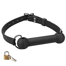 Load image into Gallery viewer, Lockable Dog Bone Mouth Gag BDSM Bondage Adult Sex Toy with Silicone Bar Fetish Restraint Slave SM Game Sexy Gag Adult Toy for Women Men Couples Lover Adult Games with Padlock
