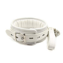 Load image into Gallery viewer, Amosfun Leather Choker Collar with Chain Detachable Leash for Men and Women White
