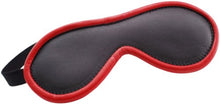 Load image into Gallery viewer, Leather Blindfold W/blk Furr Blk/red
