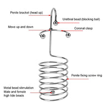 Load image into Gallery viewer, NOPNOG Spring Type Penis Ring with Urethral Plug and Glans Ring, Male Chastity Device, Stainless Steel (Small)
