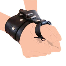 Load image into Gallery viewer, PU Leather Hand Wrist to Thumbs Cuffs Bondage Belts Cosplay BDSM Ankle Wrist Hogtie Strap with Toes Restraints Sex Toys (Ankle Cuff)
