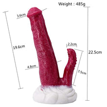 Load image into Gallery viewer, Realistic Double-Ended Dragon Dildo with Hands-Free Suction Cup, 8.8 inches Big Pink Silicone One Side Dual Heads Anal Plug Adult Toy for Women and Men Gay Couples
