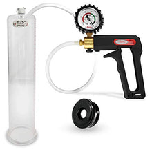 Load image into Gallery viewer, LeLuv Maxi and Protected Gauge Black Penis Pump for Men Bundle with Soft Black TPR Seal 12 inch Length x 2.25 inch Cylinder Diameter
