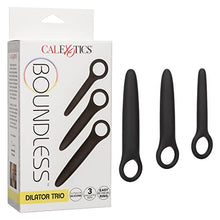 Load image into Gallery viewer, CalExotics Boundless Dilator Trio - 3 Piece Silicone Dilators Set with Ergonomic Finger Loop - Waterproof Fetish Sex Toys for Couples  Black
