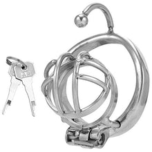 Load image into Gallery viewer, Healifty Male Chastity Device Metal Chastity Belt Cock Cage Cock Sleeve Ring Virginity Lock Chastity Belt Men (Silver) 40mm
