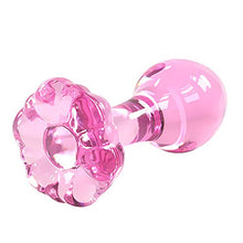 Load image into Gallery viewer, Epichao 4&#39;&#39; Flower Base Long Neck Pink Glass Anal Plug Crystal Ball Butt Plug Pleasure Wand Adult Sex Toy
