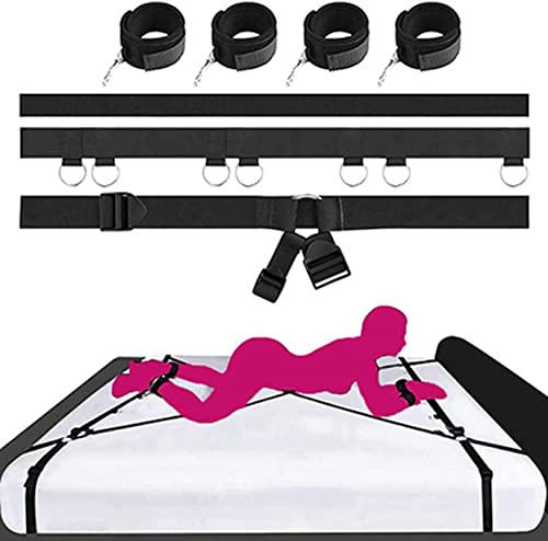 BMINK Adult Couples' Sex Swing, Restraint Sex Door Sex Handcuffs and Restraints King or Queen Bed Wrist Ankle Cuffs Tight Bed Restraints Wrist Straps Restraints