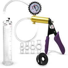 Load image into Gallery viewer, LeLuv Ultima Purple Penis Pump Ergonomic Silicone Grip + Gauge &amp; Cover Sleeve &amp; C. Rings 9&quot; x 1.75&quot; Diameter
