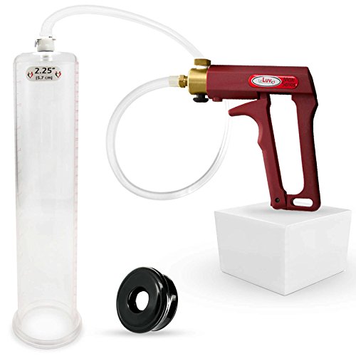 LeLuv Maxi Red Penis Pump for Men Bundle with Soft Black TPR Seal 12 inch Length x 2.25 inch Cylinder Diameter